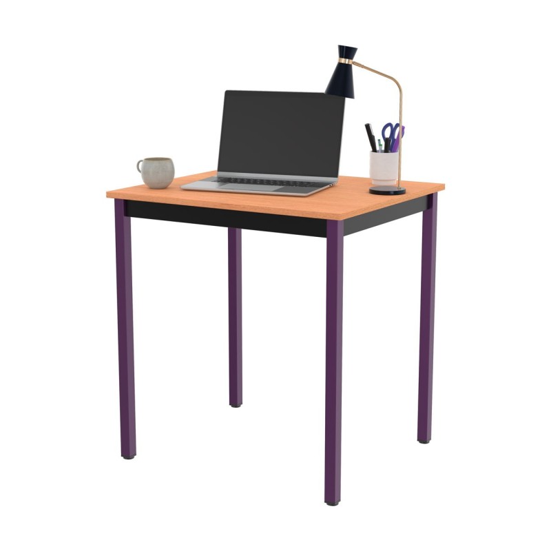 Table de réunion modulable rectangle - L.70 x P.60 cm - Plateau Hêtre - Pieds Prune