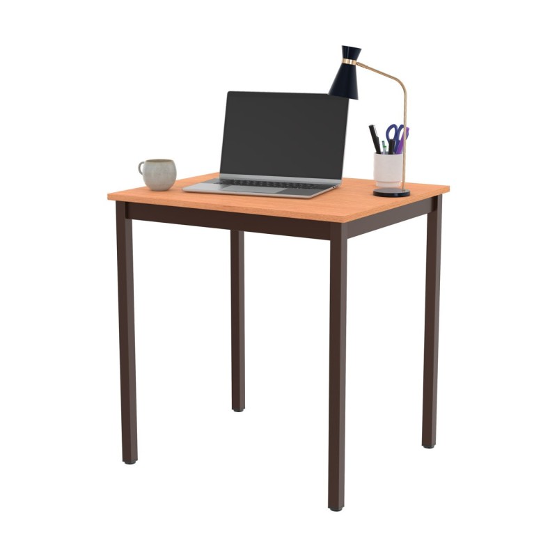 Table de réunion modulable rectangle - L.70 x P.60 cm - Plateau Hêtre - Pieds Brun