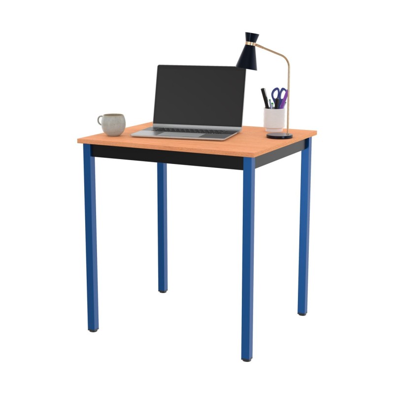 Table de réunion modulable rectangle - L.70 x P.60 cm - Plateau Hêtre - Pieds Bleu