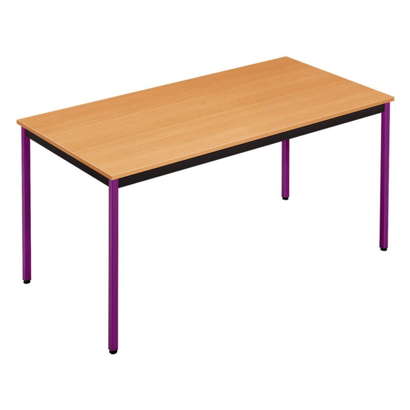 Table de réunion modulable rectangle - L.120 x P.60 cm - Plateau Hêtre - Pieds Prune