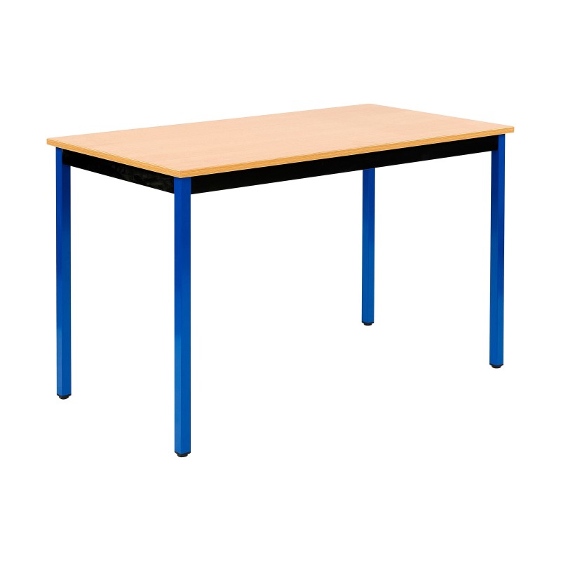 Table de réunion modulable rectangle - L.120 x P.60 cm - Plateau Hêtre - Pieds Bleu
