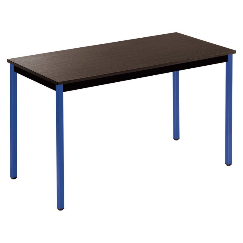 Table de réunion modulable rectangle - L.120 x P.60 cm - Plateau Noir - Pieds Bleu