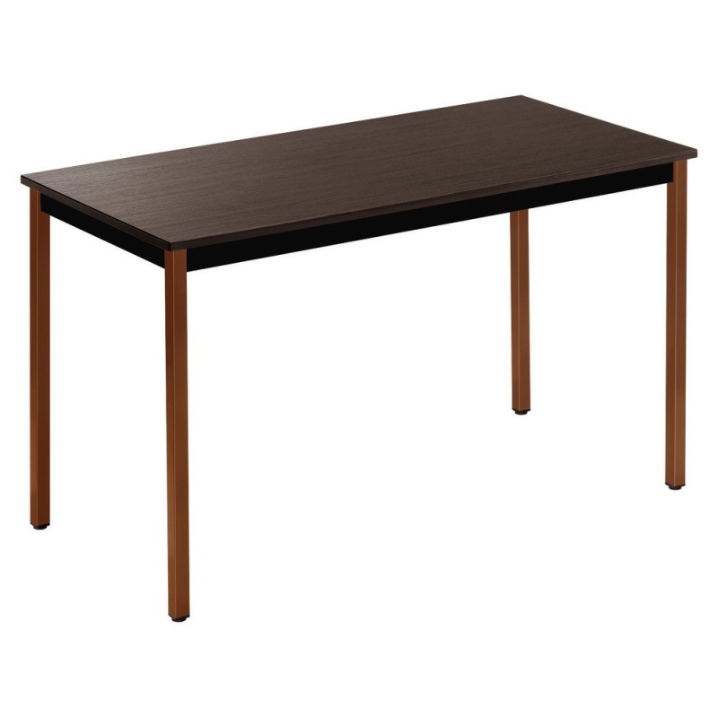 Table de réunion modulable rectangle - L.120 x P.60 cm - Plateau Noir - Pieds Brun