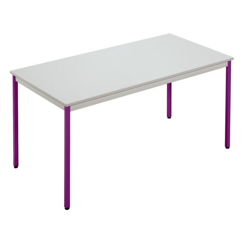 Table de réunion modulable rectangle - L.120 x P.60 cm - Plateau Gris - Pieds Prune