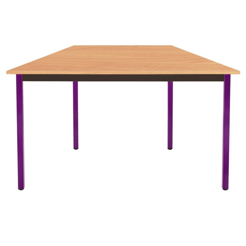 Table de réunion modulable trapèze - L.120 x P.60 cm - Plateau Hêtre - Pieds Prune
