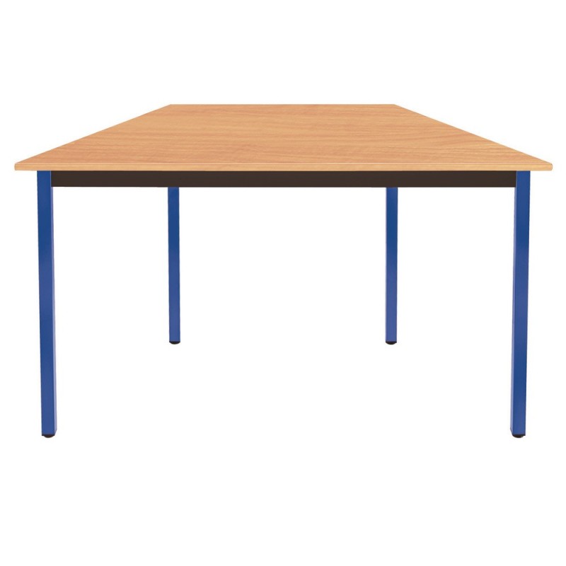 Table de réunion modulable trapèze - L.120 x P.60 cm - Plateau Hêtre - Pieds Bleu