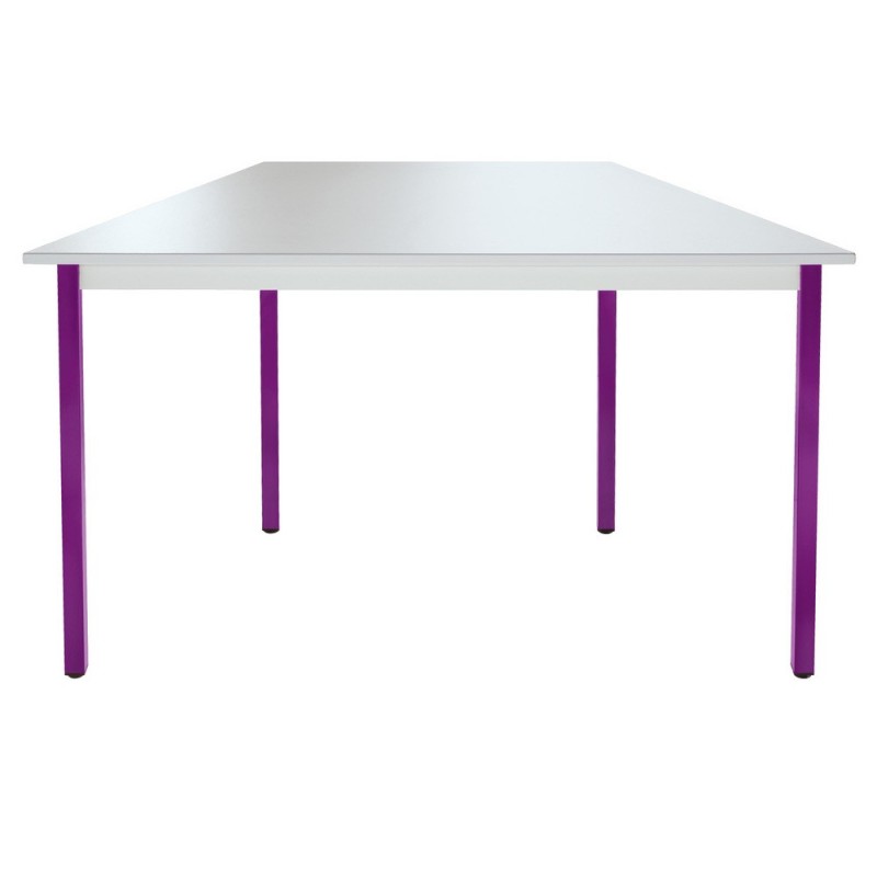 Table de réunion modulable trapèze - L.120 x P.60 cm - Plateau Gris - Pieds Prune