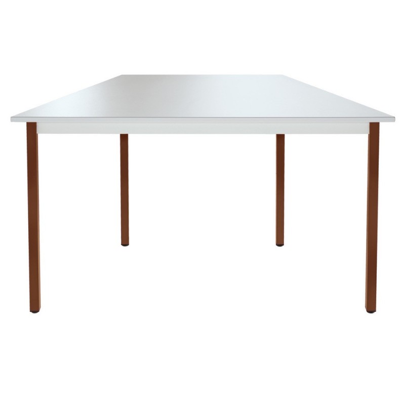 Table de réunion modulable trapèze - L.120 x P.60 cm - Plateau Gris - Pieds Brun