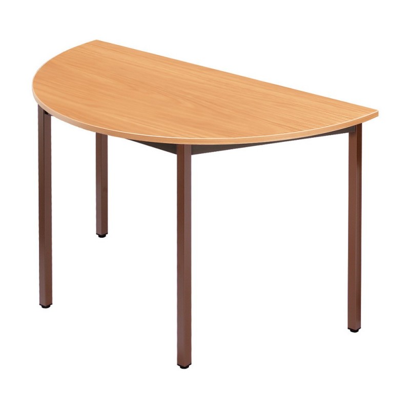 Table de réunion modulable 1/2 rond - L.120 x P.60 cm - Plateau Hêtre - Pieds Brun