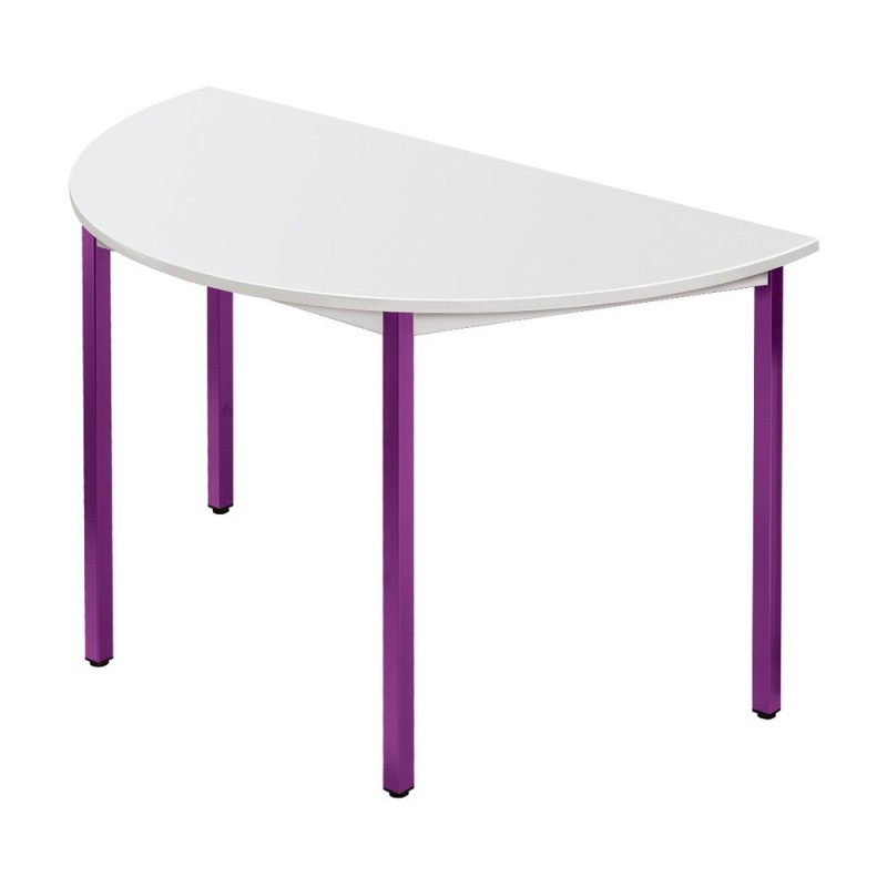 Table de réunion modulable 1/2 rond - L.120 x P.60 cm - Plateau Gris - Pieds Prune