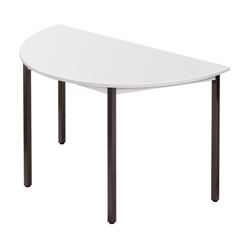 Table de réunion modulable 1/2 rond - L.120 x P.60 cm - Plateau Gris - Pieds Noir