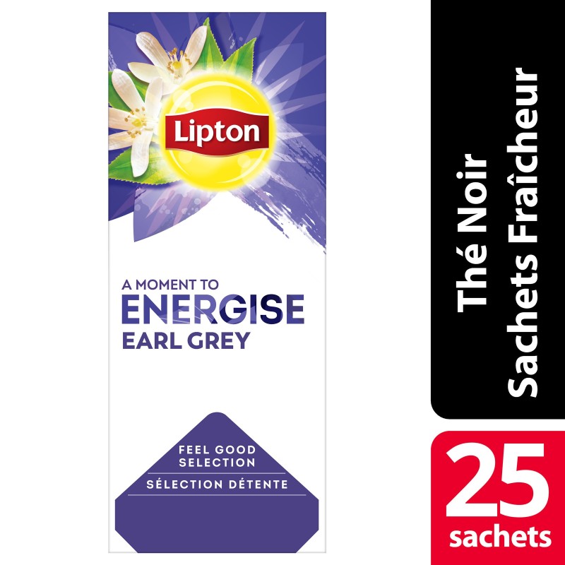 Lipton Feel Good Selection Thé Noir Earl Grey - 25 sachets fraîcheur