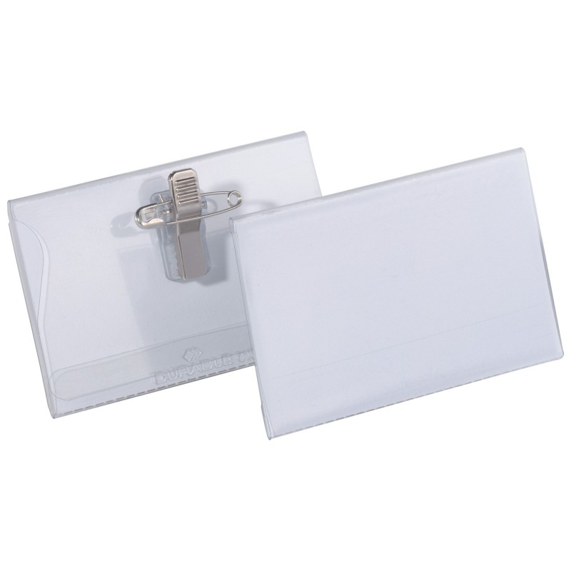 Durable Badge nominatif PVC transparent avec double clip