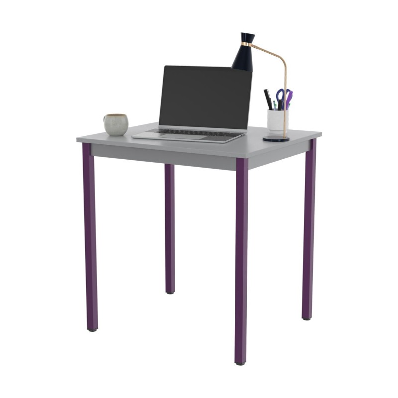 Table de réunion modulable rectangle - L.70 x P.60 cm - Plateau Gris - Pieds Prune