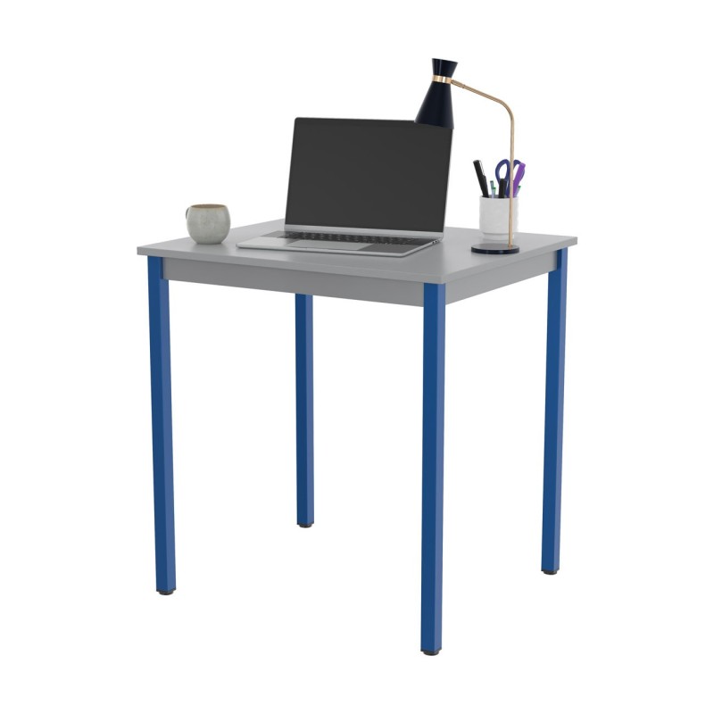 Table de réunion modulable rectangle - L.70 x P.60 cm - Plateau Gris - Pieds Bleu