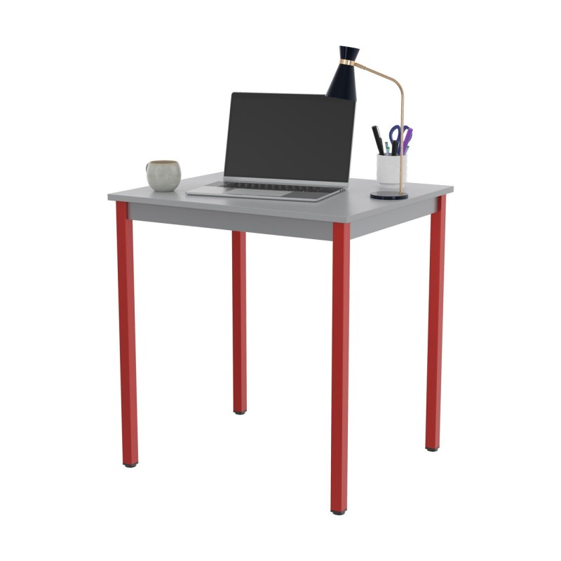 Table de réunion modulable rectangle - L.70 x P.60 cm - Plateau Gris - Pieds Rouge