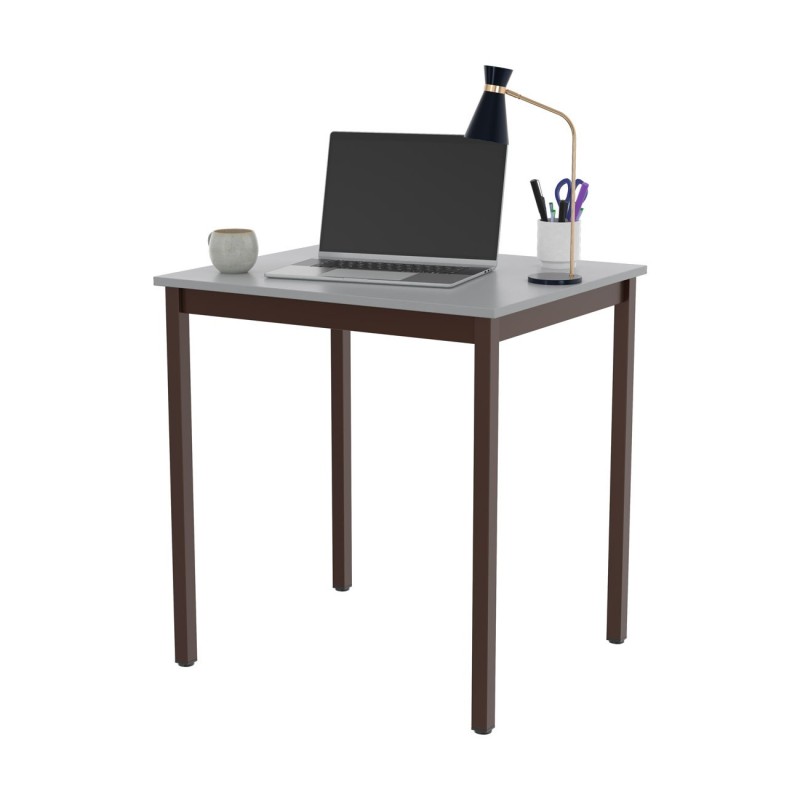 Table de réunion modulable rectangle - L.70 x P.60 cm - Plateau Gris - Pieds Brun