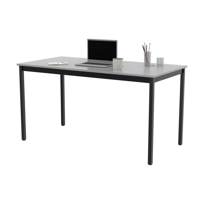 Table de réunion modulable rectangle - L.140 x P.70 cm - Plateau Gris - Pieds Noir