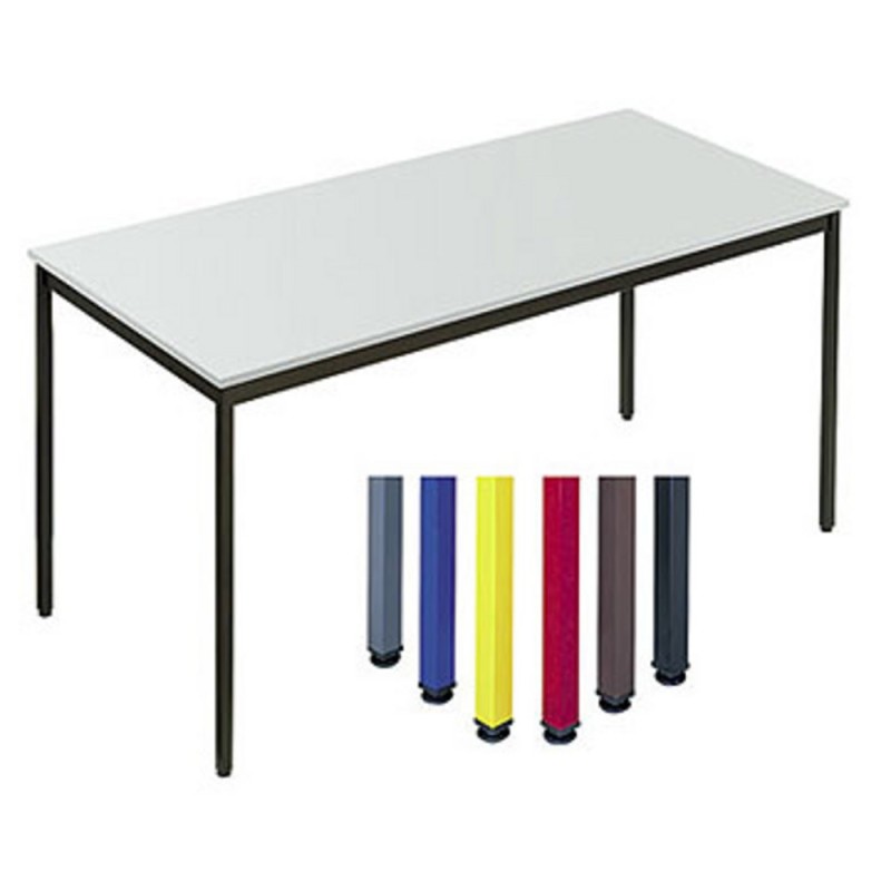 Table de réunion modulable rectangle - L.160 x P.80 cm - Plateau Gris - Pieds Brun