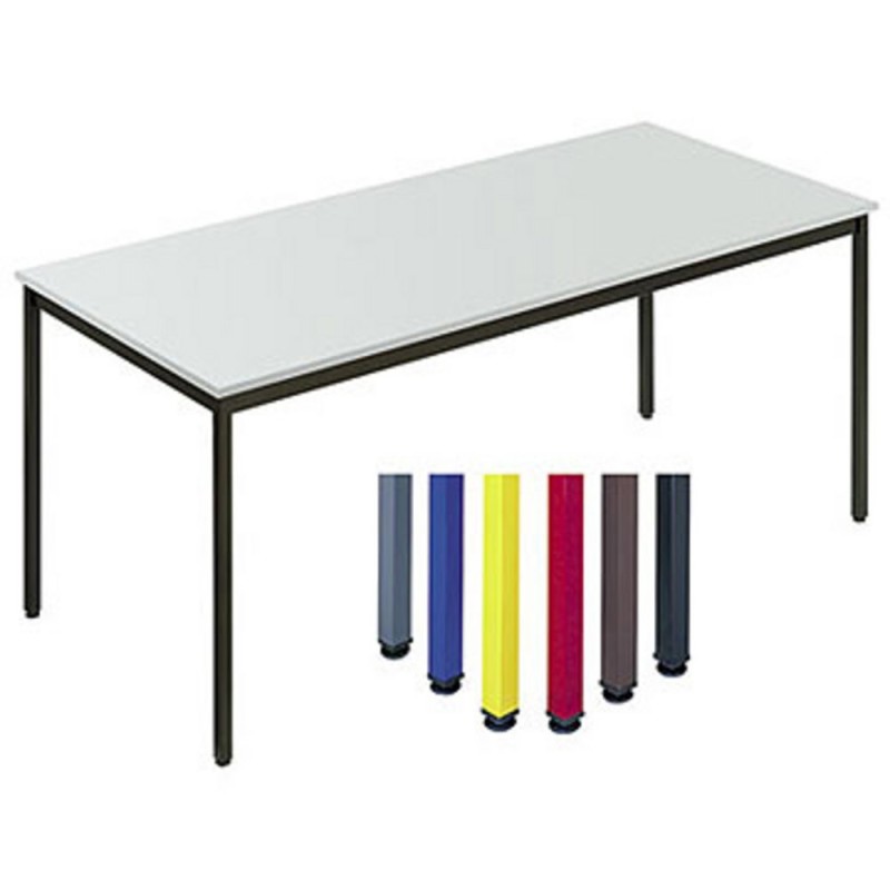 Table de réunion modulable rectangle - L.180 x P.80 cm - Plateau Gris - Pieds Brun
