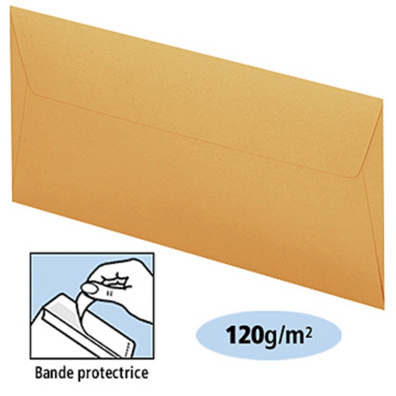 Clairefontaine Enveloppe Pollen DL 110 x 220 mm 120g sans fenêtre - autocollante bande protectrice - Orange - Lot de 20