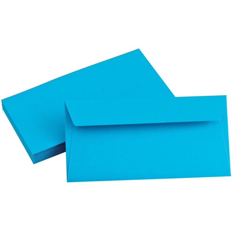 Clairefontaine Enveloppe Pollen 110 x 220 mm 120g sans fenêtre - autocollante bande protectrice - Bleu - Lot de 20