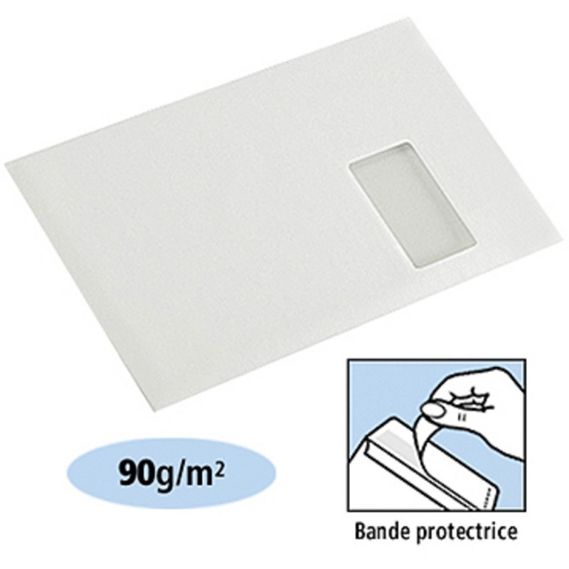 La Couronne Pochette C4 229 x 324 mm 90g fenêtre 50 x 110 mm - autocollante bande protectrice - Lot de 50