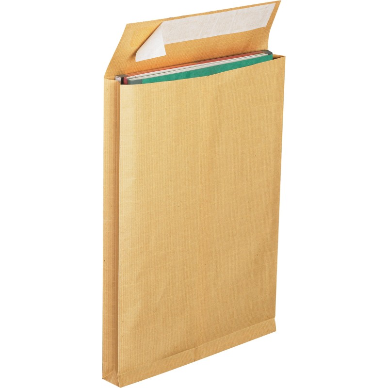 La Couronne Pochette kraft brun C4 229 x 324 mm 130g sans fenêtre - soufflet 3 cm - autocollante bande protectrice - Lot de 25
