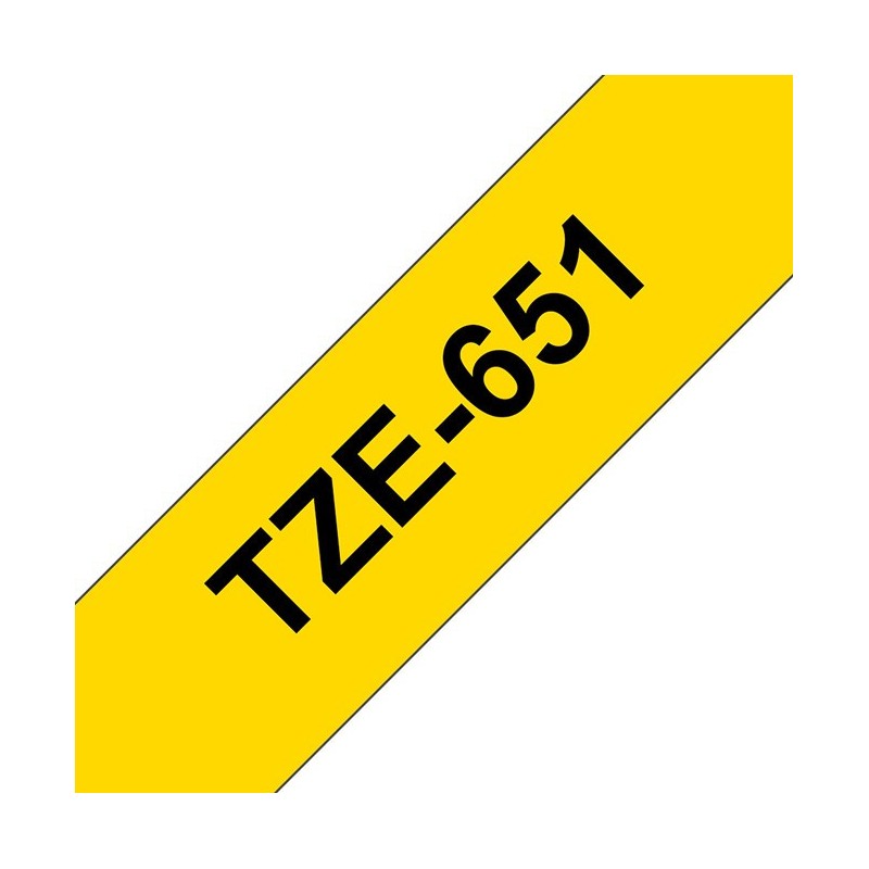 Brother Ruban TZe-651 pour étiqueteuse - 24 mm x 8 m - Noir sur Jaune