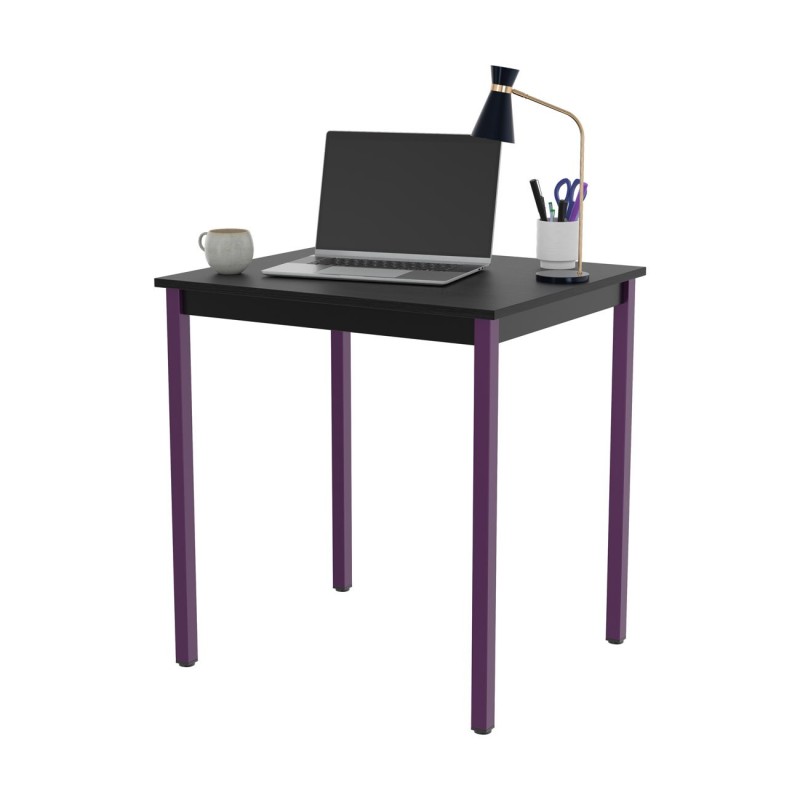 Table de réunion modulable rectangle - L.70 x P.60 cm - Plateau Noir - Pieds Prune