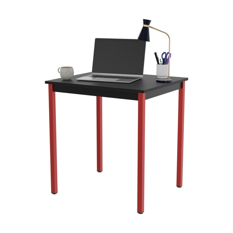 Table de réunion modulable rectangle - L.70 x P.60 cm - Plateau Noir - Pieds Rouge