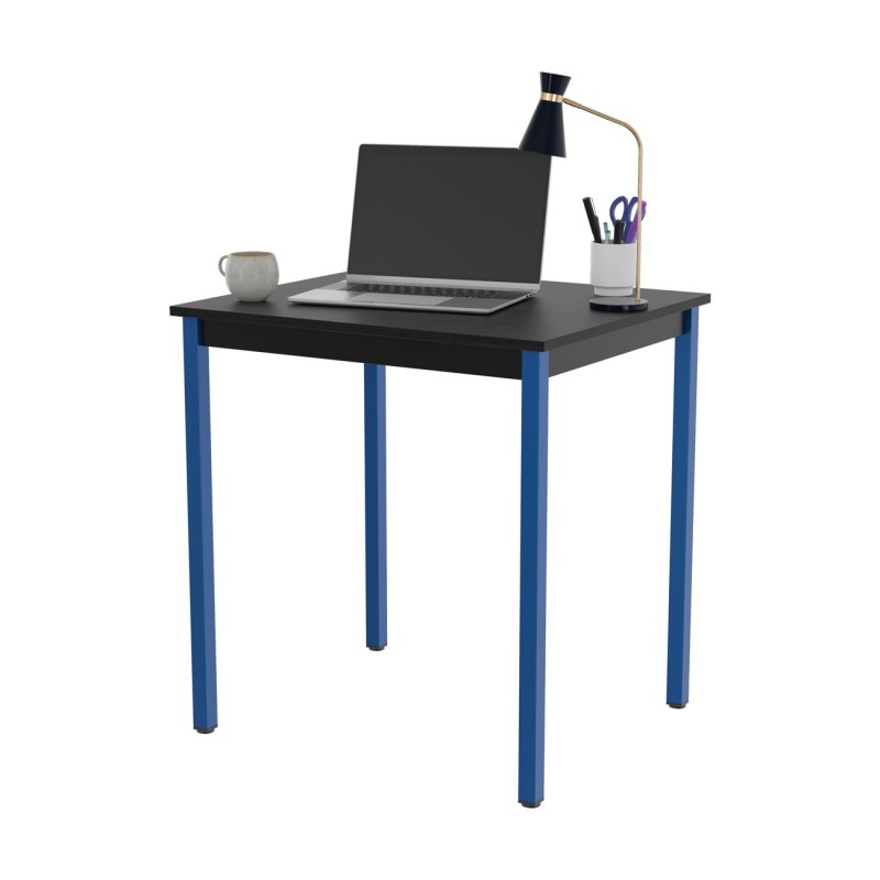 Table de réunion modulable rectangle - L.70 x P.60 cm - Plateau Noir - Pieds Bleu