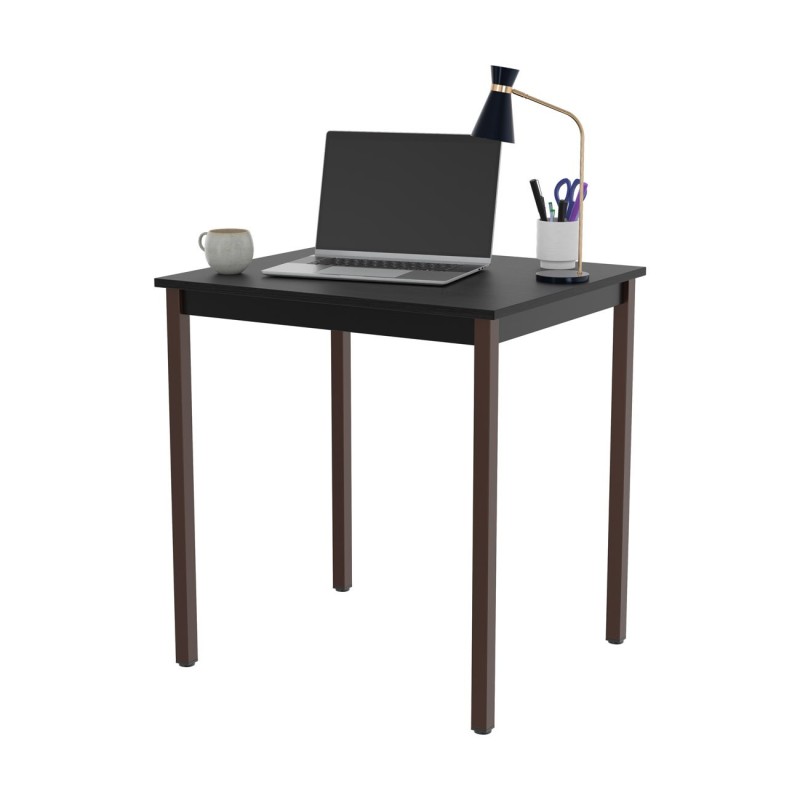 Table de réunion modulable rectangle - L.70 x P.60 cm - Plateau Noir - Pieds Brun