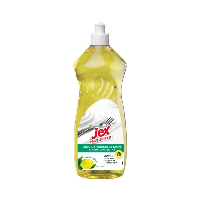 Jex Liquide vaisselle main Citron, Flacon 1 L - Jaune