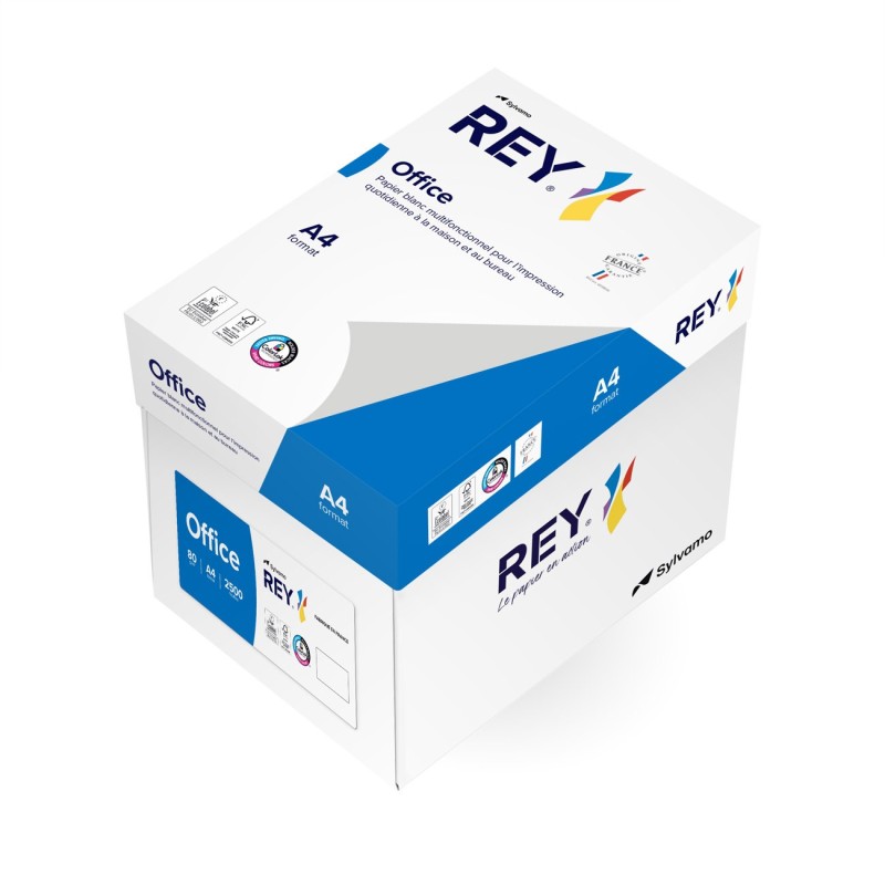 REY Papier A4 blanc Office - 80g - Boîte de 2500 feuilles