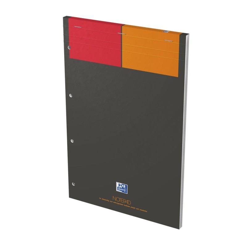 Oxford Bloc notes agrafé International 21 x 32 cm - 90g - Perforé 4 trous - Petits carreaux 5x5 - 80 feuilles