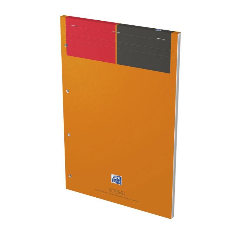 Oxford Bloc notes agrafé International 21 x 32 cm - 90g - Perforé 4 trous - Ligné 6 mm - 80 feuilles