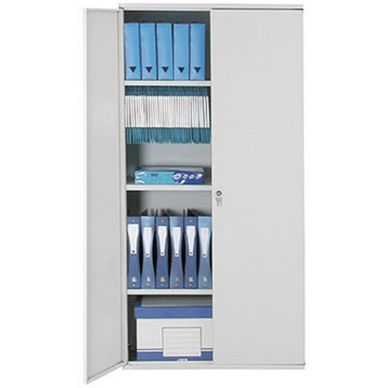 Armoire métal Starting portes battantes - H. 198  x  L. 80 cm - Corps Gris - Portes Grises