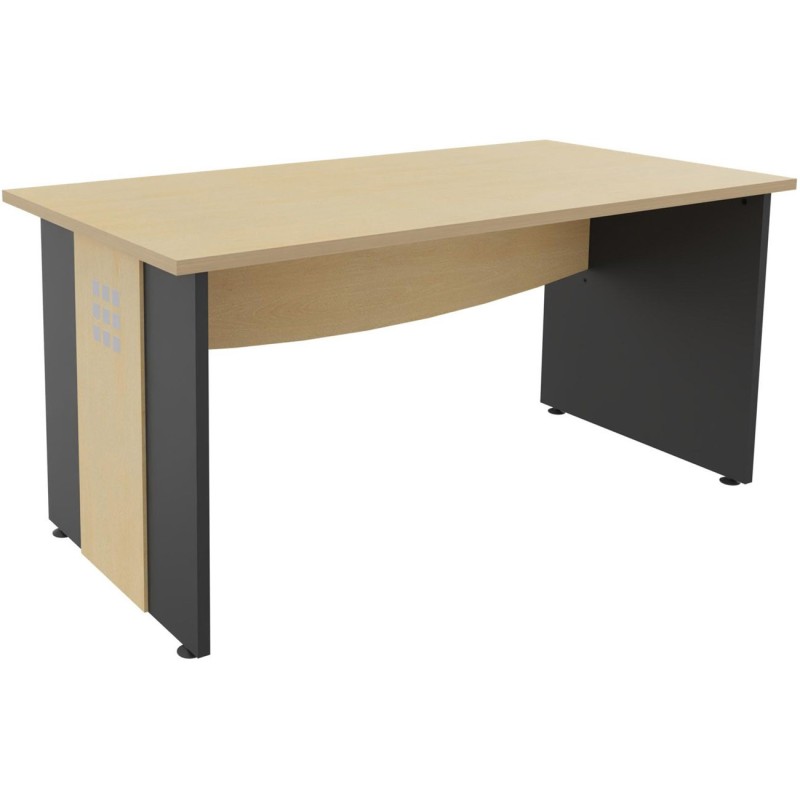 Bureau droit Axiome - L.140 x P.80 cm - Plateau Hêtre - Pieds panneaux Anthracite