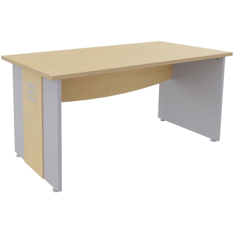Bureau droit Axiome - L.120 x P.80 cm - Plateau Hêtre - Pieds panneaux Aluminium