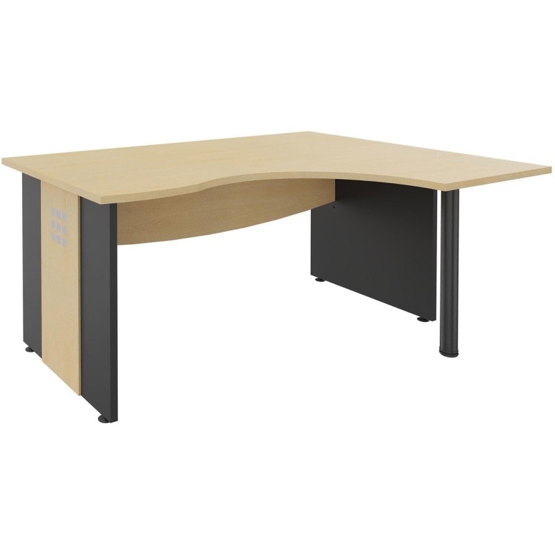 Bureau d'angle compact retour à droite Axiome - L.160 x P.120 cm - Plateau Hêtre - Pieds panneaux Anthracite