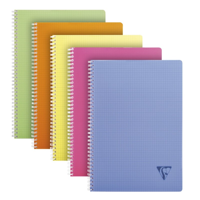 Clairefontaine Cahier à spirale Linicolor A4 21 x 29,7 cm - 90g - Petits carreaux 5x5 - 100 pages