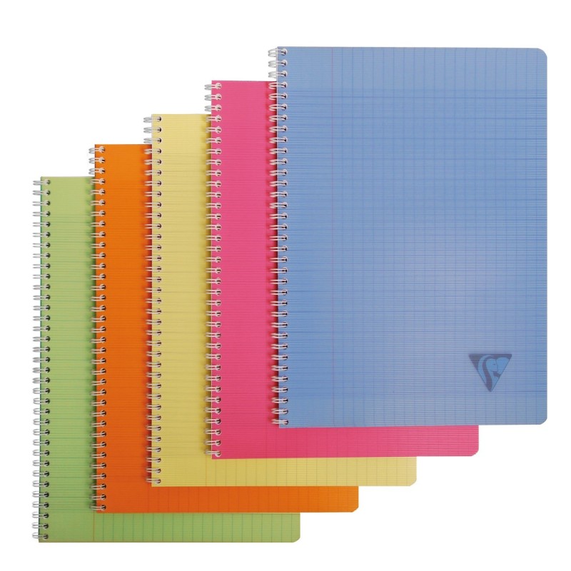Clairefontaine Cahier à spirale Linicolor A4 21 x 29,7 cm - 90g - Grands carreaux Séyès - 100 pages