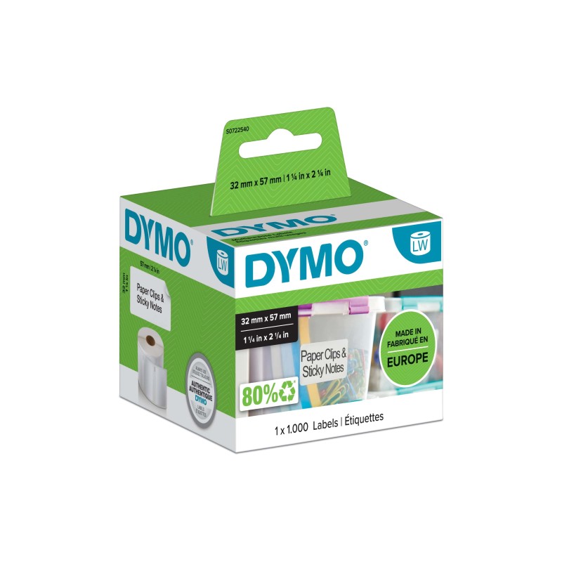 Dymo S0722540 Étiquettes multi-usages pour titreuse LabelWriter 32 x 57 mm - le rouleau de 1000 étiquettes