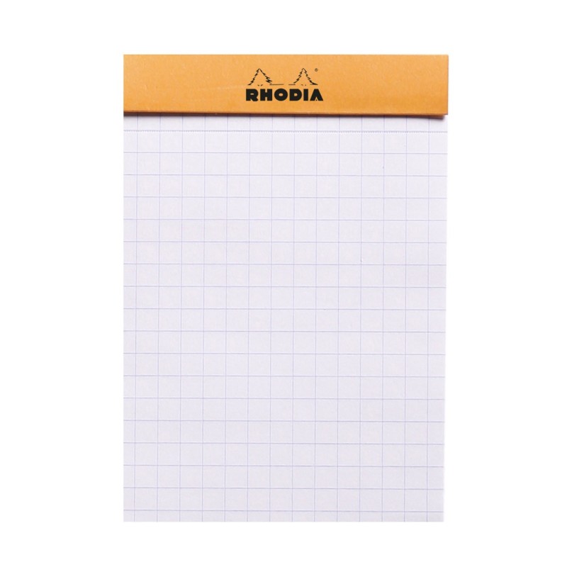 Rhodia Bloc notes agrafé orange 7,4 x 10,5 cm - 80g - Petits carreaux 5x5 - 80 feuilles