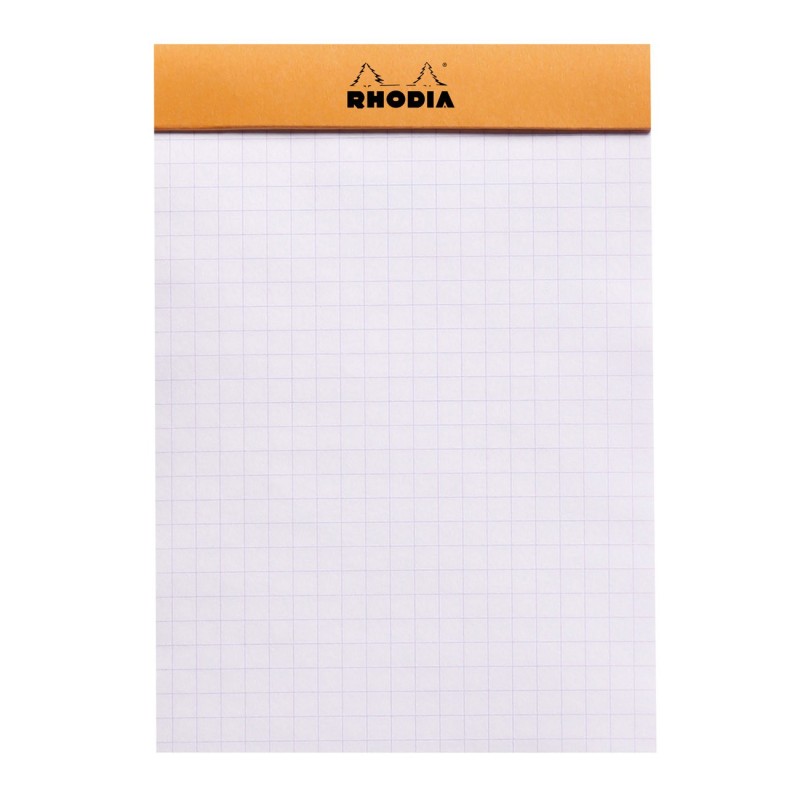 Rhodia Bloc notes agrafé orange A6 10,5 x 14,8 cm - 80g - Petits carreaux 5x5 - 80 feuilles