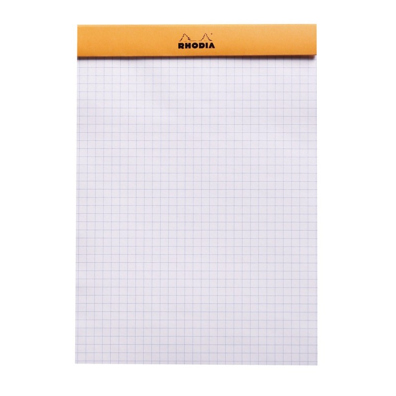Rhodia Bloc notes agrafé orange A5 14,8 x 21 cm - 80g - Petits carreaux 5x5 - 80 feuilles