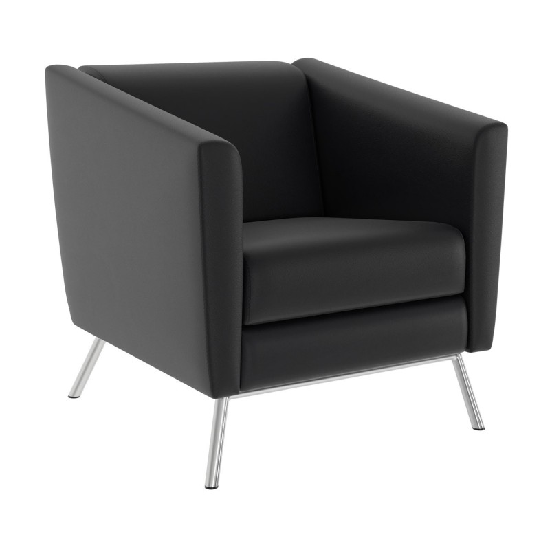 Fauteuil accueil LODGE Simili cuir Avec accoudoirs Noir