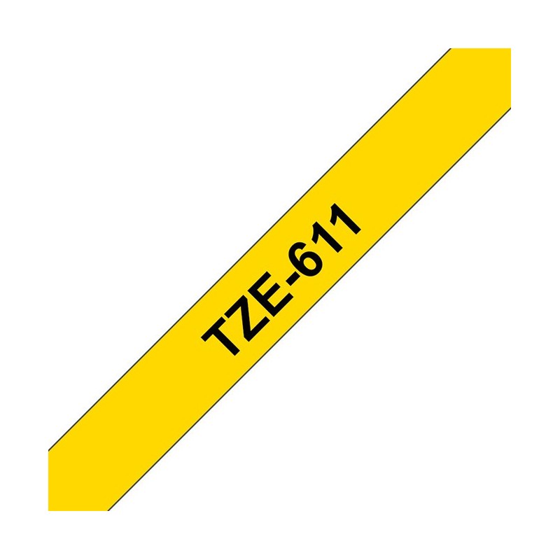 Brother Ruban TZe-611 pour étiqueteuse - 6 mm x 8 m - Noir sur Jaune