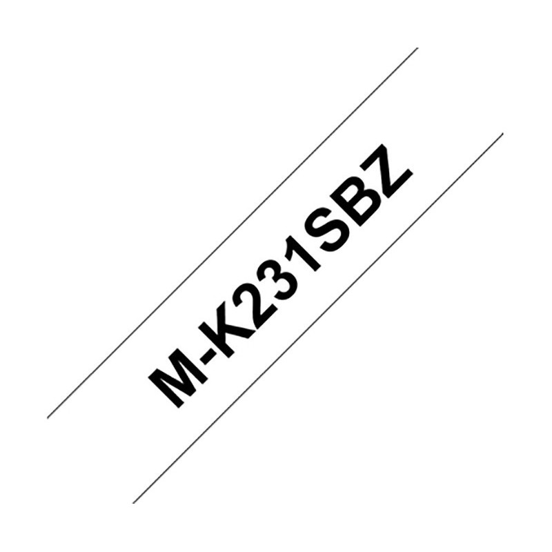 Brother Rouleau de ruban adhésif non laminé, M-K231, noir sur blanc, 1,2 cm x 8 m